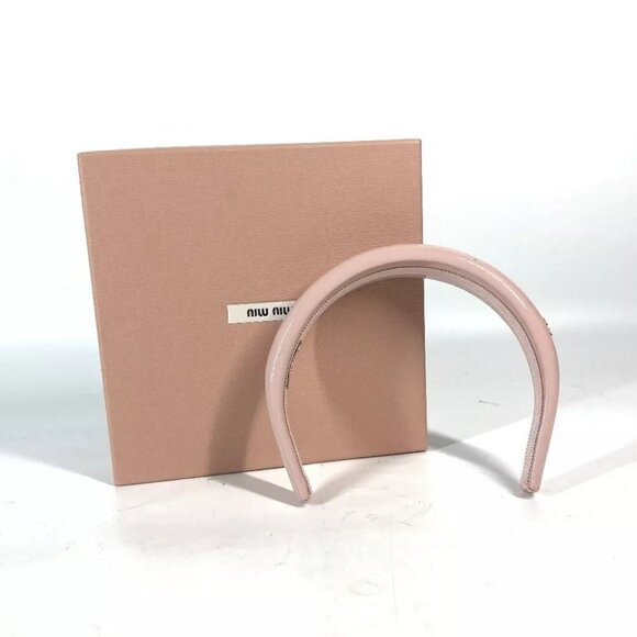MIUMIU 5IH025 logo Hair band head band Katyusha enamel pink - Picture 2 of 16